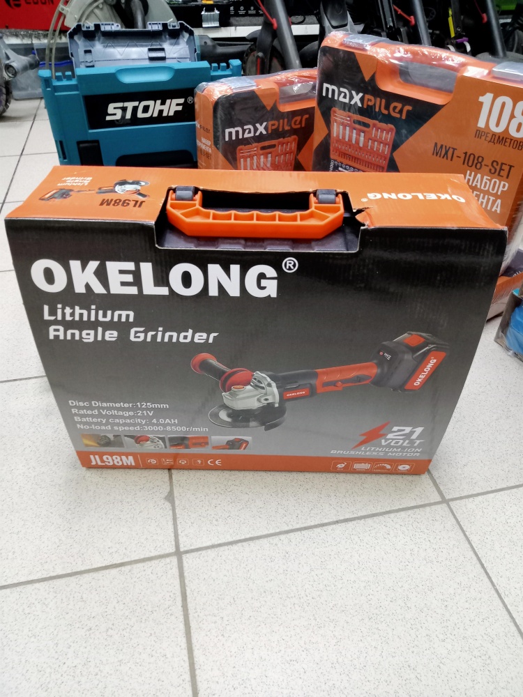 УШМ (Болгарка) АККУМУЛЯТОРНАЯ OKELONG 21V